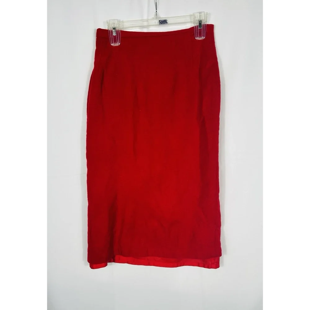 Vintage Savannah Red 100% Wool Straight Skirt Size 12 Capsule‎ Academia Layer